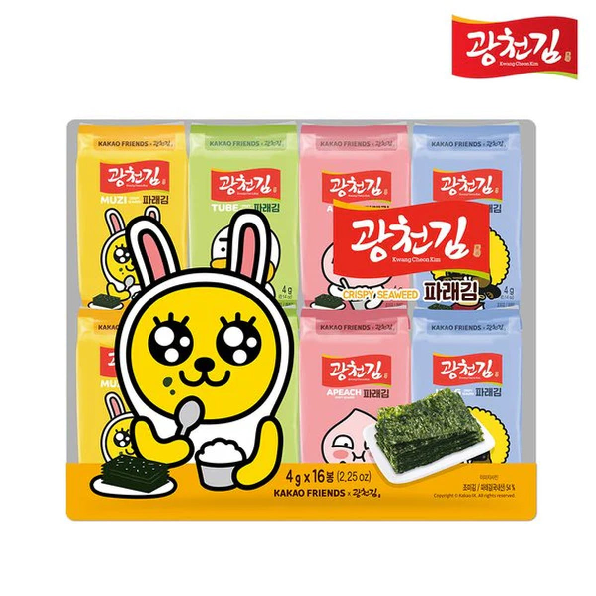 Kwangcheon Kakao Friends Seaweed 카카오프렌즈 광천김 4g/16pack