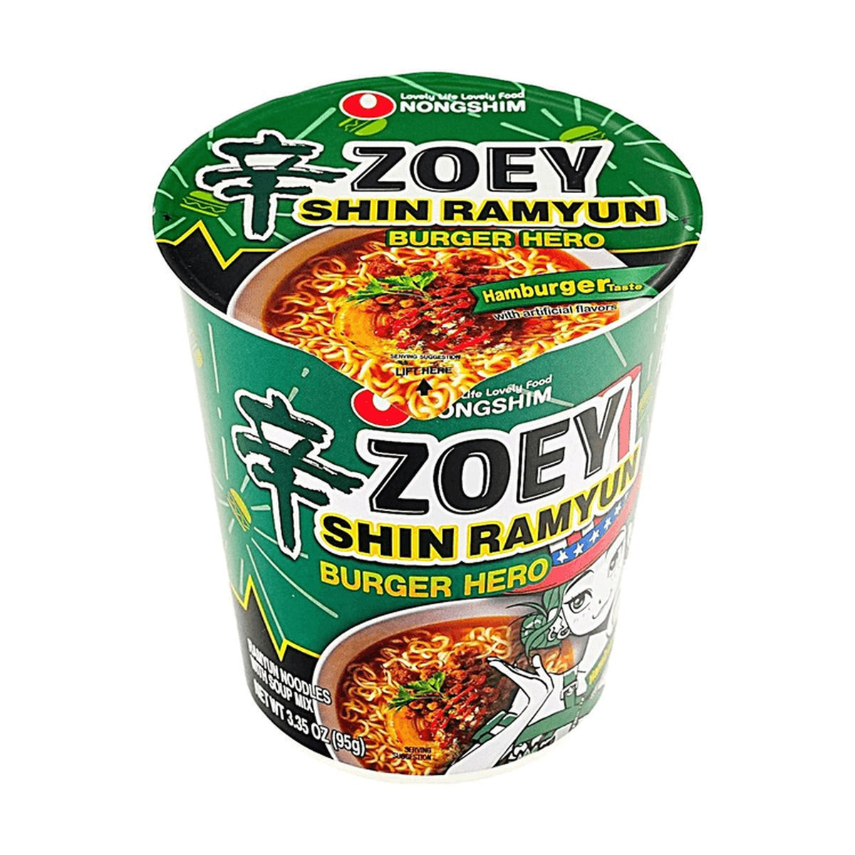 Nongshim K-Pop Demon Hunters Zoey Burger Hero Noodle Soup Cup 3.35oz
