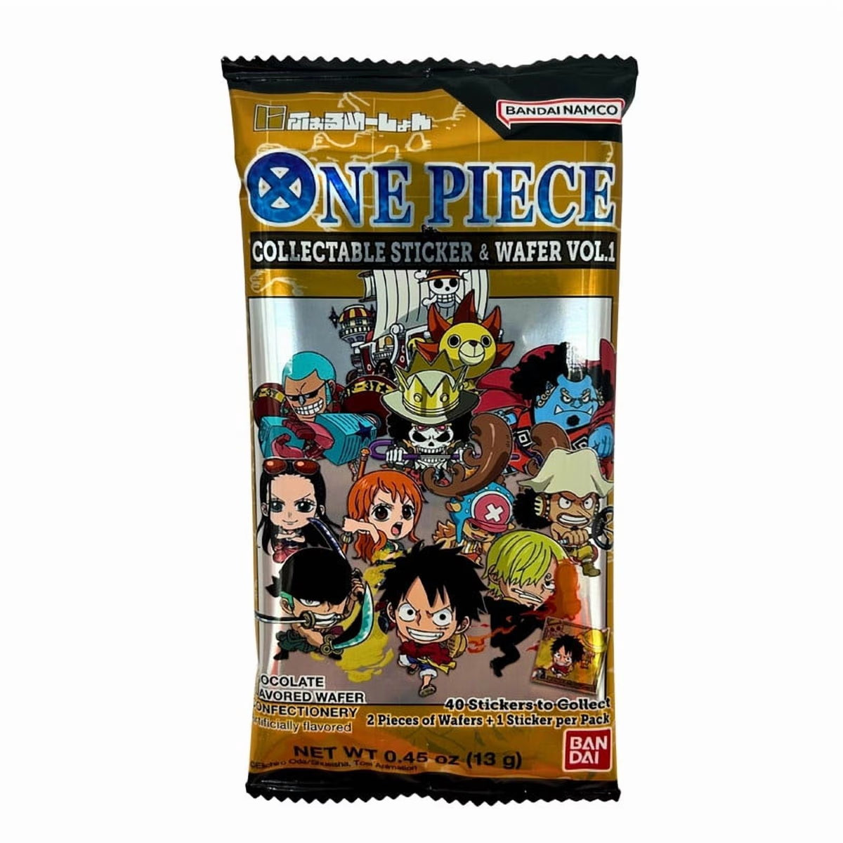 One Piece Collectible Sticker & Wafer Vol. 1 Chocolate Flavor 0.45 oz