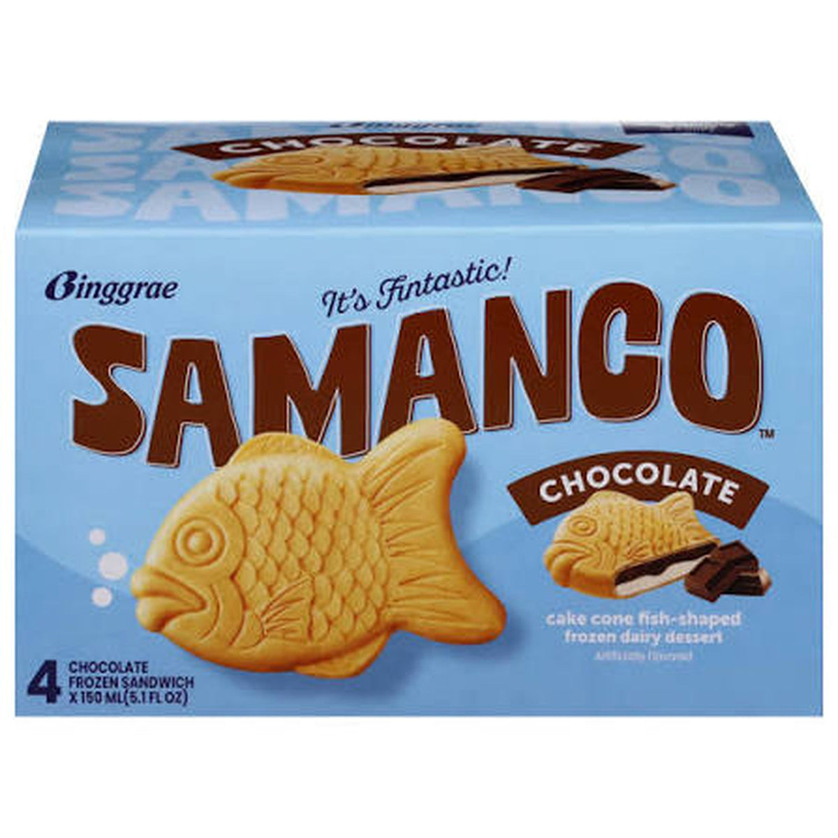 Samanco Fish-Shaped Chocolate Ice Cream 4pk