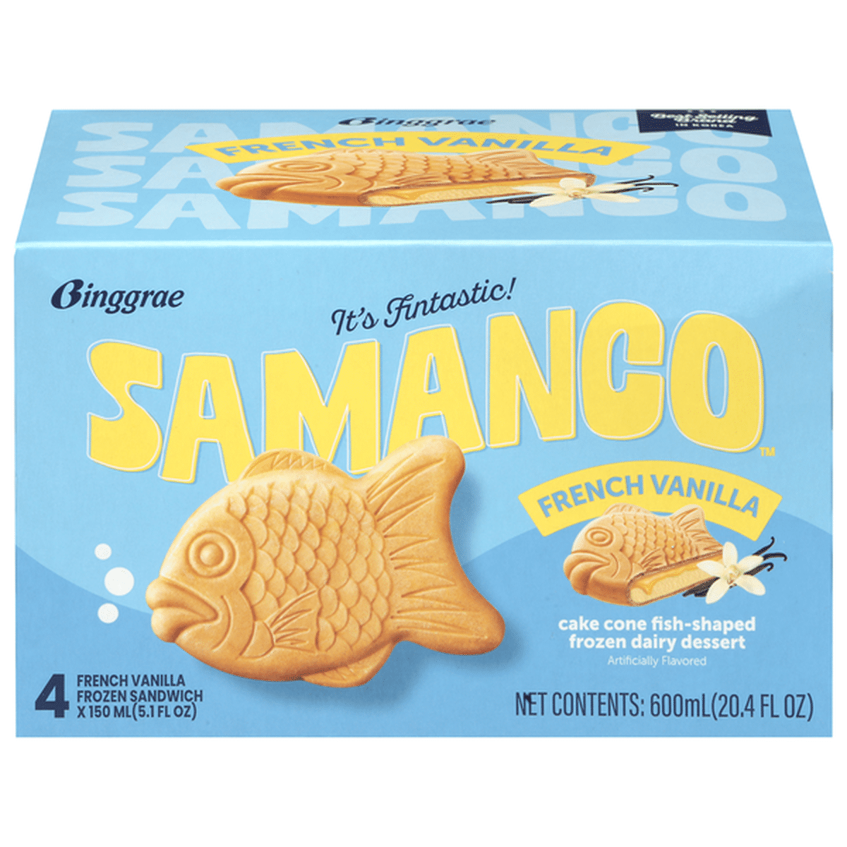 Samanco Fish-Shaped Vanilla Ice Cream 4pk
