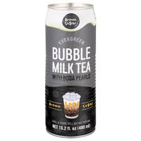 Evergreen Brown Sugar Bubble Milk Tea with Boba Pearls 16.2oz