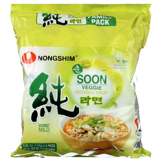 Nongshim Soon Veggie Ramen Noodle Soup Ramyun 3.95oz/4pk