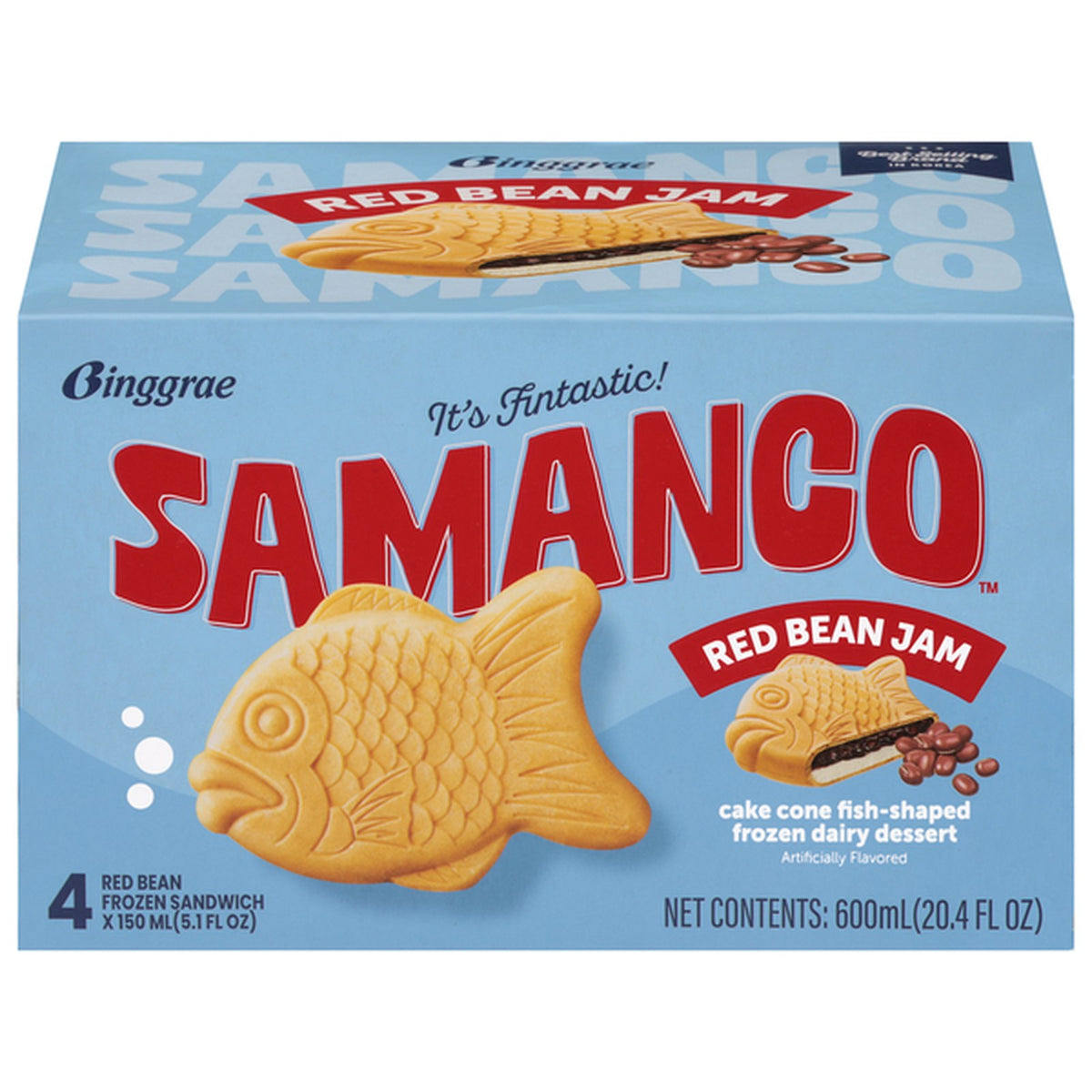 Samanco Fish-Shaped  Red Bean Ice Cream 4pk