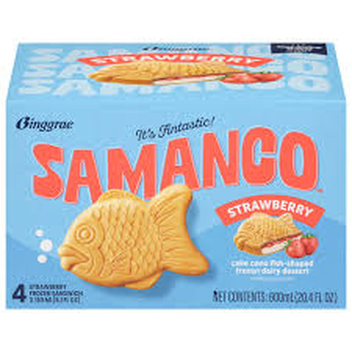 Samanco Fish-Shaped Strawberry Ice Cream 4pk