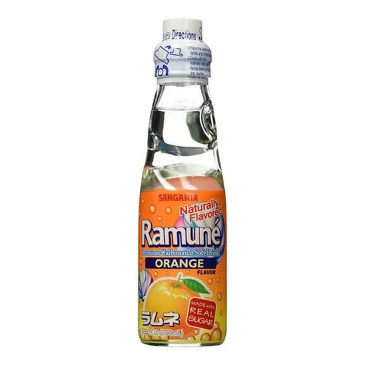 Sangaria Ramune Orange Carbonated Soft Drink 6.76fl