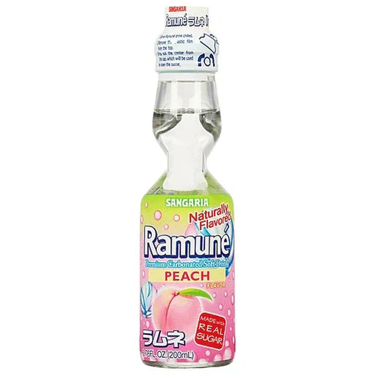 Sangaria Ramune Peach Carbonated Soft Drink 6.76fl