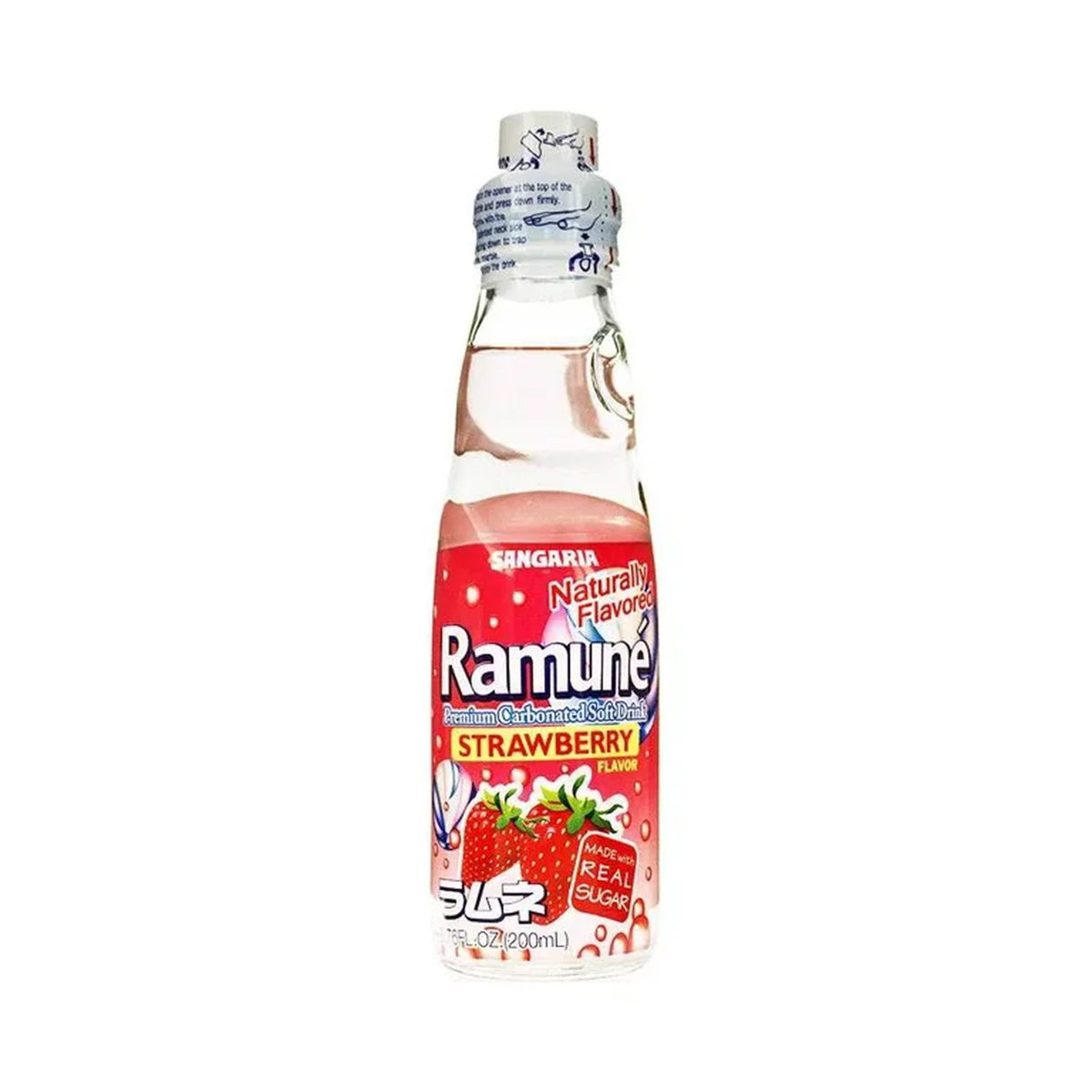 Sangaria Ramune Strawberry Carbonated Soft Drink 6.76fl