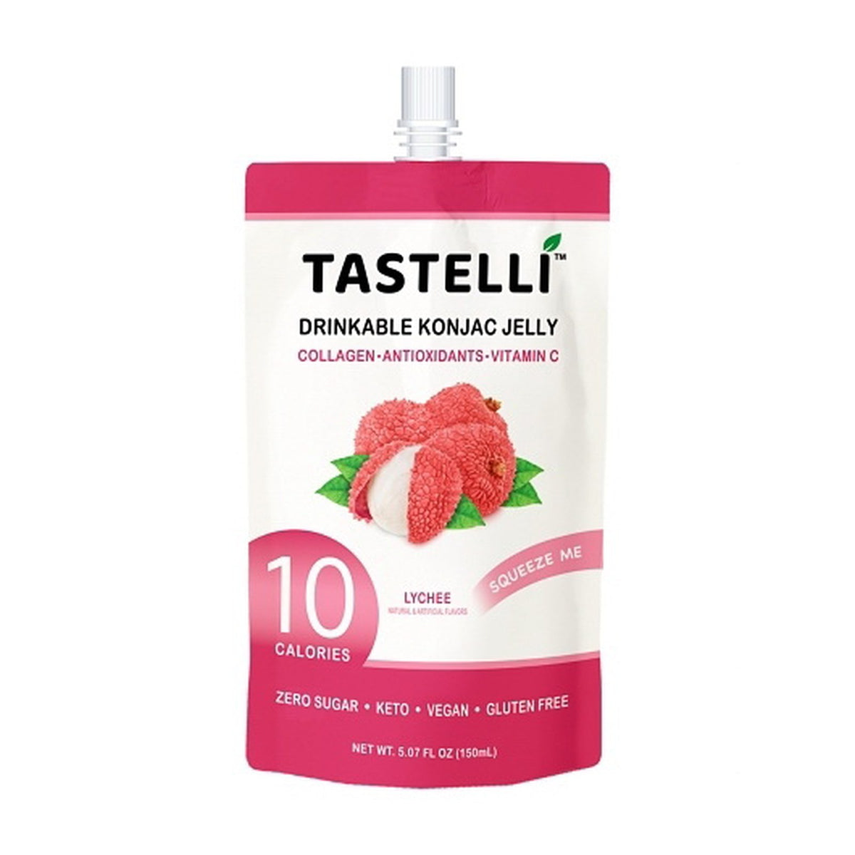 TASTELLI Lychee Konjac Jelly Infused with Collagen & Vitamin C Pouches 20.28 fl oz